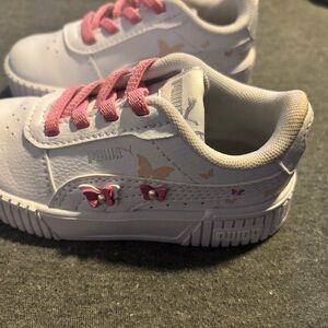 Puma Kids' White and Pink Butterfly Sneakers